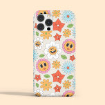 Coque iPhone 15 Pro Max Fleurs de dessin rétro Whimsical Happy Fun<br><div class="desc">Retro Cartoon Flowers Whimsical Happy Fun iPhone 15 Pro Max Coques dispose d'un rétro whimsical coloré fleur de visage et feuille de motif en rose, orange, jaune, bleu, vert et blanc. Fabuleux cadeau pour ici pour anniversaire, Noël, fêtes, fête des mères, soeurs, mesdames et bien plus encore. Conçu par ©Evco...</div>