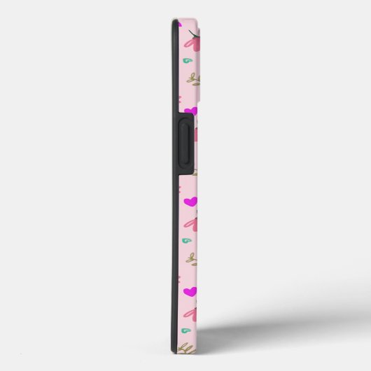 Coques Case-Mate iPhone Fleurs De Doodle Rose Avec Coeurs (Verso / Droite)
