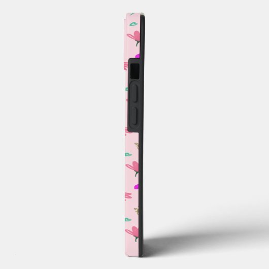 Coques Case-Mate iPhone Fleurs De Doodle Rose Avec Coeurs (Verso / Gauche)