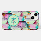 Coques Case-Mate iPhone Fleurs de figuier de Barbarie à l'aquarelle monogr (Verso (horizontal))