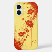 Coques Case-Mate iPhone Fleurs de Grunge Abstraites Monogramme orange jaun (Verso)
