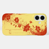 Coques Case-Mate iPhone Fleurs de Grunge Abstraites Monogramme orange jaun (Verso (horizontal))
