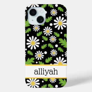 Coque Pour iPhone 15 Fleurs de Hippie Rétro Motif Daisy
