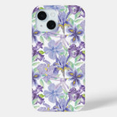 Coques Case-Mate iPhone Fleurs de iris aquarelle jaune violet (Verso)