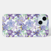 Coques Case-Mate iPhone Fleurs de iris aquarelle jaune violet (Verso (horizontal))