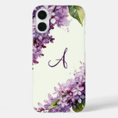 Coques Case-Mate iPhone Fleurs de lilas vert clair monogrammées (Verso)