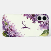 Coques Case-Mate iPhone Fleurs de lilas vert clair monogrammées (Verso (horizontal))