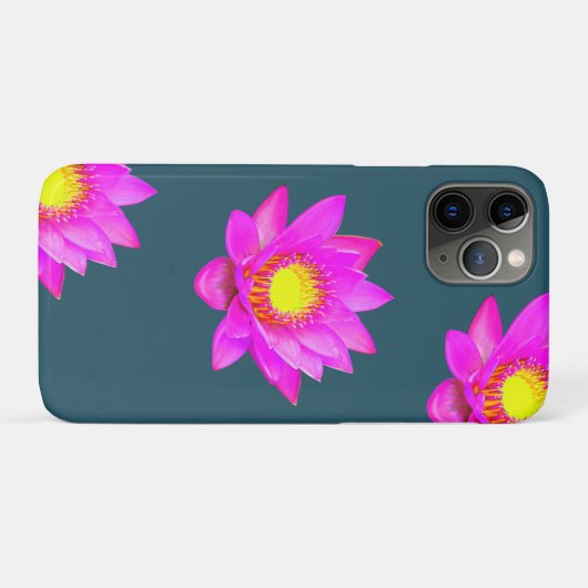 Coques Case-Mate iPhone Fleurs de Lotus Magenta rose sur le bleu (Dos (Horizontal))