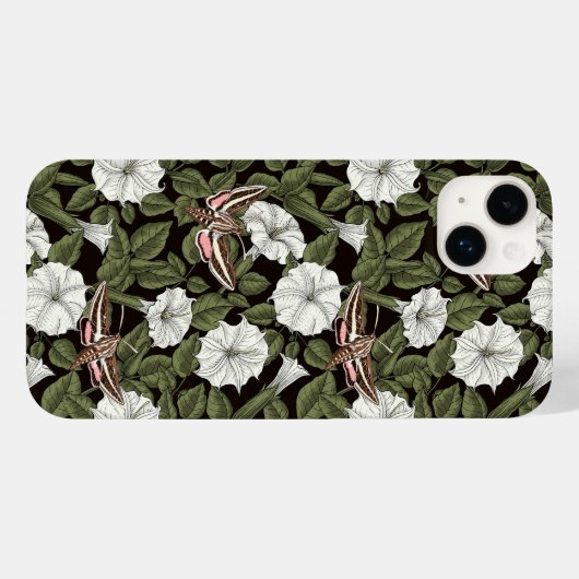 Coques Case-Mate iPhone Fleurs de lune et sphinx Mois (Verso (horizontal))