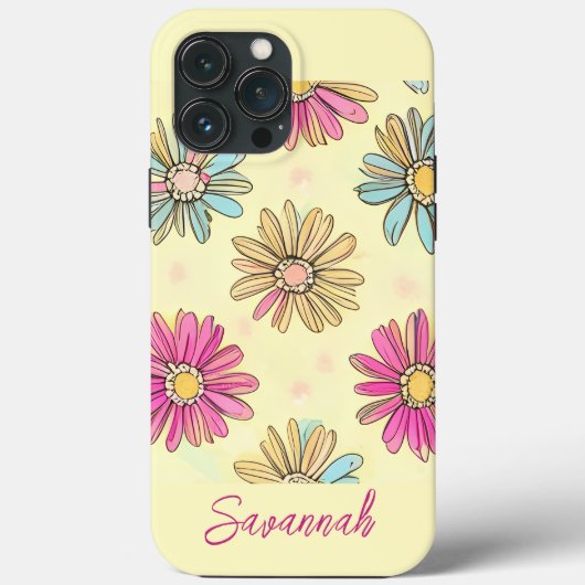 Coques Case-Mate iPhone Fleurs de marguerite jaune pastel (Verso)