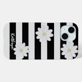 Coques Case-Mate iPhone Fleurs de marguerite mignonne Nom Bande noire et b (Verso (horizontal))