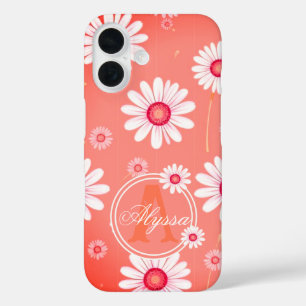 Coques iPhone 16 Fleurs de marguerite rose : modèle floral minimali