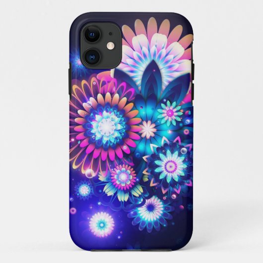Coques Case-Mate iPhone Fleurs de néon (Dos)