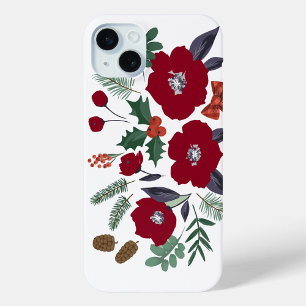 Coque iPhone 15 Mini Fleurs de Noël