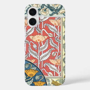 Coques iPhone 16 Fleurs de pavot Art Nouveau floral vintage