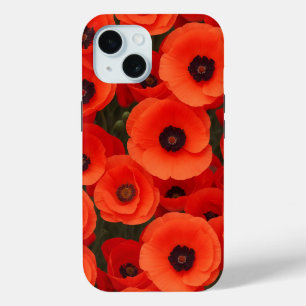 Coque Pour iPhone 15 Fleurs de pavot design