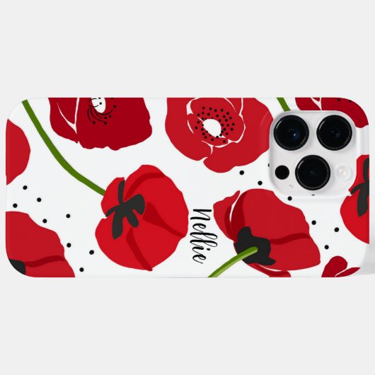 Coques Case-Mate iPhone Fleurs de pavot rouge modernes (Verso (horizontal))