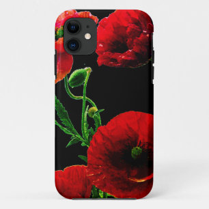 Case-Mate iPhone Case Fleurs de pavot rouge printemps jardin d'été noir