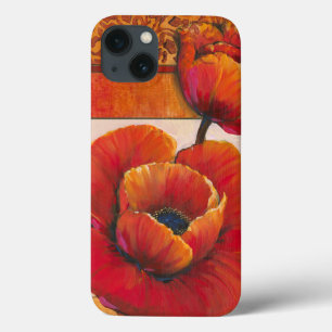 Etui iPhone 13 Fleurs de pavot sur l'arrière - plan bronzage et
