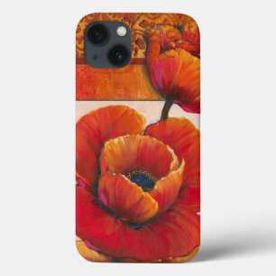 Etui iPhone 13 Fleurs de pavot sur l'arrière - plan bronzage et