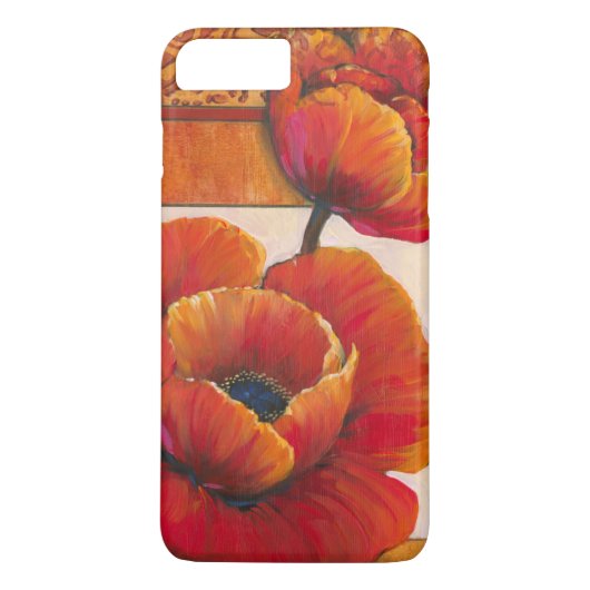 Coques Case-Mate iPhone Fleurs de pavot sur Tan et Arrière - plan orange (Dos)
