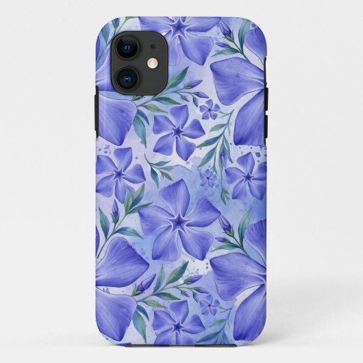 Coques Case-Mate iPhone Fleurs de Pervenche Bleu Violet Vinca (Dos)