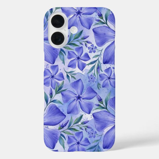 Coques Case-Mate iPhone Fleurs de Pervenche Bleu Violet Vinca (Verso)
