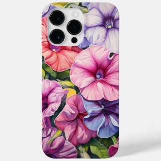 COQUE POUR POUR iPhone 14 PRO MAX FLEURS DE PETUNIA DE STYLE 3-D DE COULEUR BRILLANT