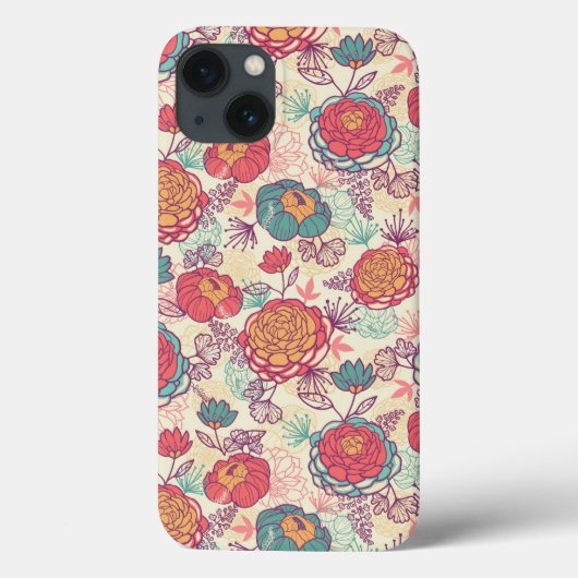 Coques Case-Mate iPhone Fleurs de pivoine et motif feuille (Verso)