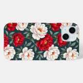 Coques Case-Mate iPhone Fleurs de pivoine rouges et blanches (Verso (horizontal))