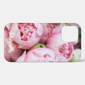 Coques Case-Mate iPhone Fleurs de pivoines roses personnalisées (Verso (horizontal))