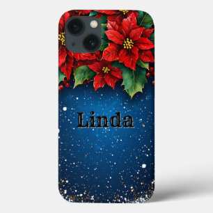 Case-Mate iPhone Case Fleurs de poinsettia festives avec neige