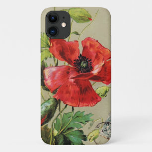 Etui iPhone Case-Mate FLEURS DE POIVRE ROUGE vintage EN GRIS