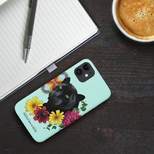 Coques Case-Mate iPhone Fleurs de Portrait Jaguar Noir