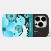 Coques Case-Mate iPhone Fleurs de printemps Aqua bleu Hibiscus floral (Verso (horizontal))