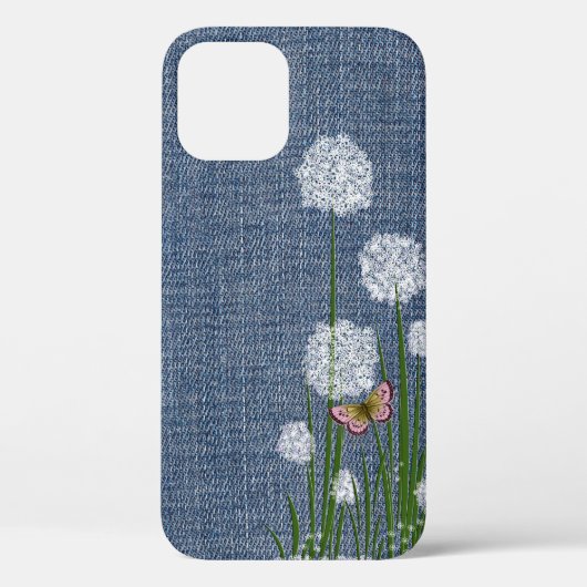 Coques Case-Mate iPhone Fleurs de Puff sur Denim (Verso)