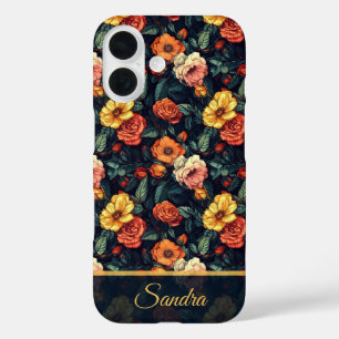 Coques iPhone 16 Fleurs de rose personnalisées pour fête d'annivers