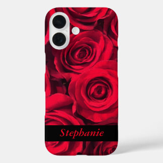 Coques iPhone 16 Fleurs de rose profonde personnalisées