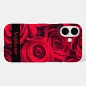 Coques Case-Mate iPhone Fleurs de rose profonde personnalisées (Verso (horizontal))