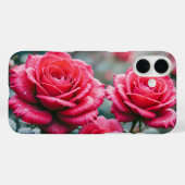 Coques Case-Mate iPhone Fleurs de rose rouge Élégant floral (Verso (horizontal))