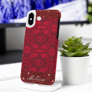 Coques iPhone 16 Fleurs de roses rouges avec gouttes de fond - cout