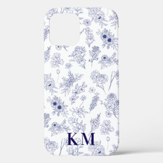Case-Mate iPhone Case Fleurs de Saison Français Personnalisé Bleu Blanc