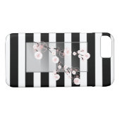 Coques Case-Mate iPhone Fleurs de sang noir blanc rayures (Dos (Horizontal))