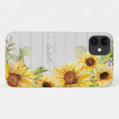 Coques Case-Mate iPhone Fleurs de soleil à l'aquarelle Floral Bois rustiqu (Dos (Horizontal))