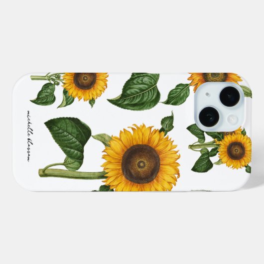 Coques Case-Mate iPhone Fleurs de soleil Botanique Foliage Vert (Verso (horizontal))