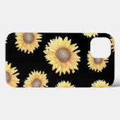 Coques Case-Mate iPhone Fleurs de soleil en noir (Verso (horizontal))