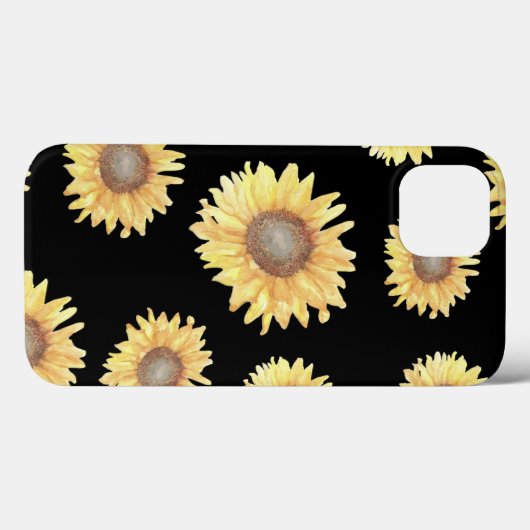 Coques Case-Mate iPhone Fleurs de soleil en noir (Verso (horizontal))