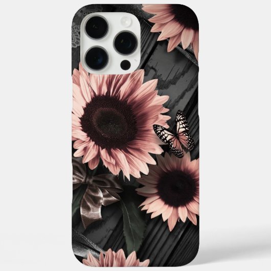 Coques Case-Mate iPhone Fleurs de soleil et papillons (Verso)