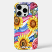 Coques Case-Mate iPhone Fleurs de soleil et vagues arc-en-ciel (Verso)
