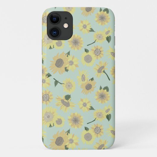 Coques Case-Mate iPhone Fleurs de soleil peintes Turquoises Jaunes Blancs (Dos)